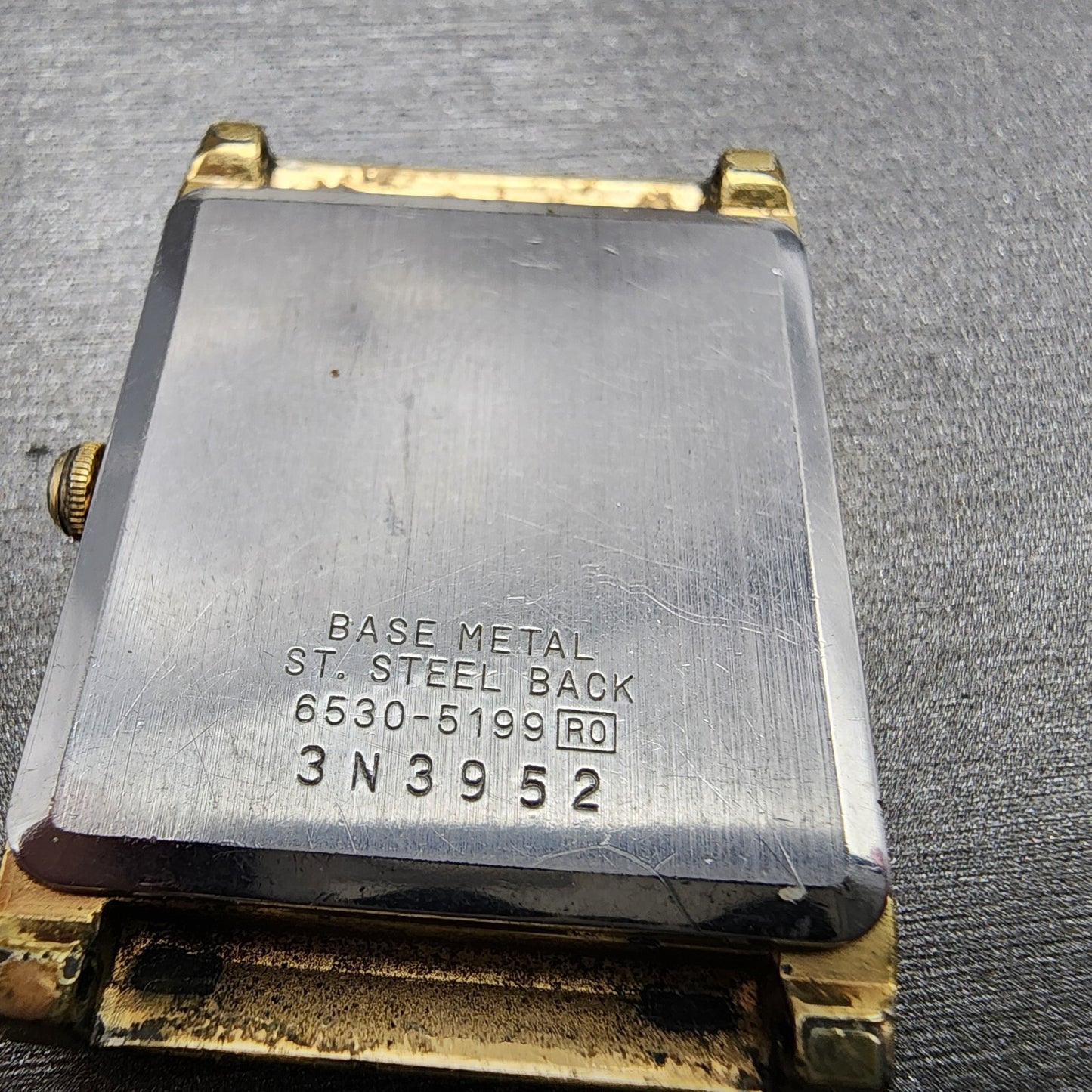 Seiko Tank Watch Men 25mm Gold Dial Gold Tone Rectangle 6530-5199 PARTS