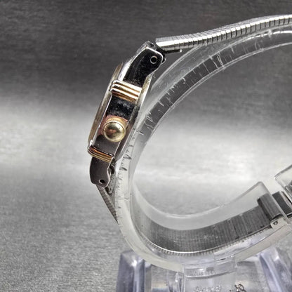 Seiko Watch Women 17mm Black Dial Two Tone Oval 5420-5159 New Battery Vintage2