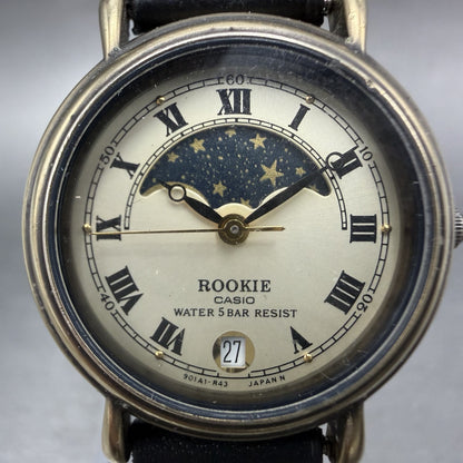 Casio Rookie Moonphase Watch Women 26mm Champagne Dial Bronze Tone RKT280 NewBat1