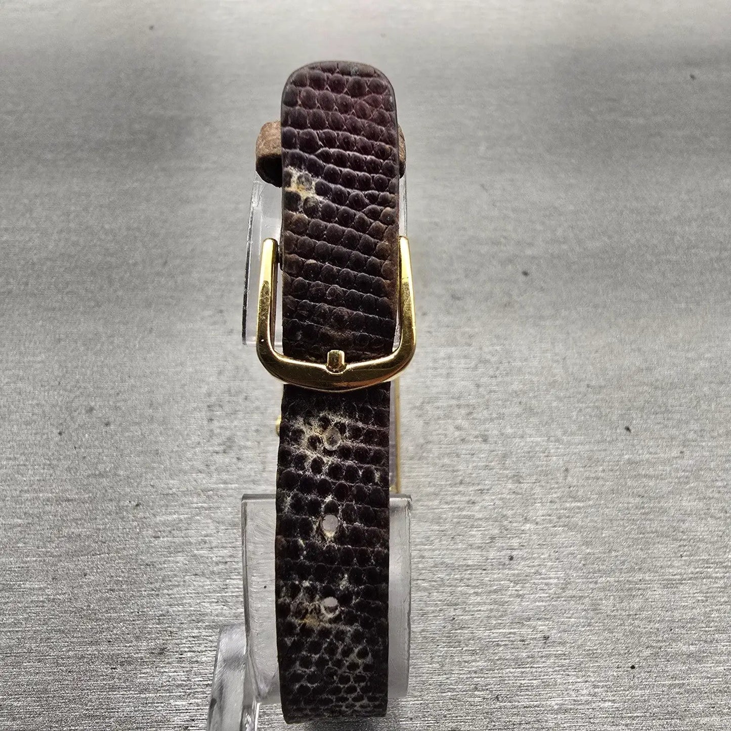 Seiko Watch Women 17mm Gold Dial Gold Tone Rectangle 2C20-5019 New Battery VTG7