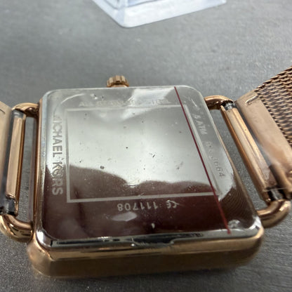 Michael Kors Brenner watch Women 31mm Rose Dial Rose Gold Tone Rectangle New Bat9