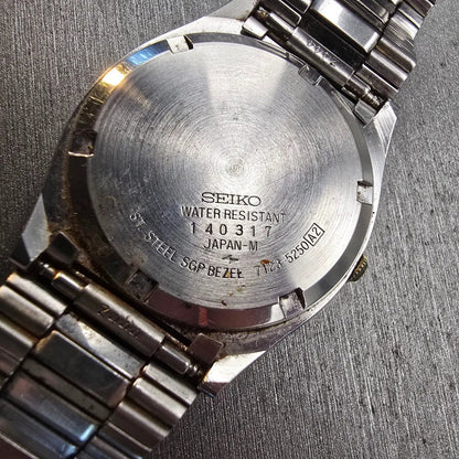 Seiko SQ Watch Men 34mm White Dial Two Tone Daydate Oval 7123-5250 New Battery10