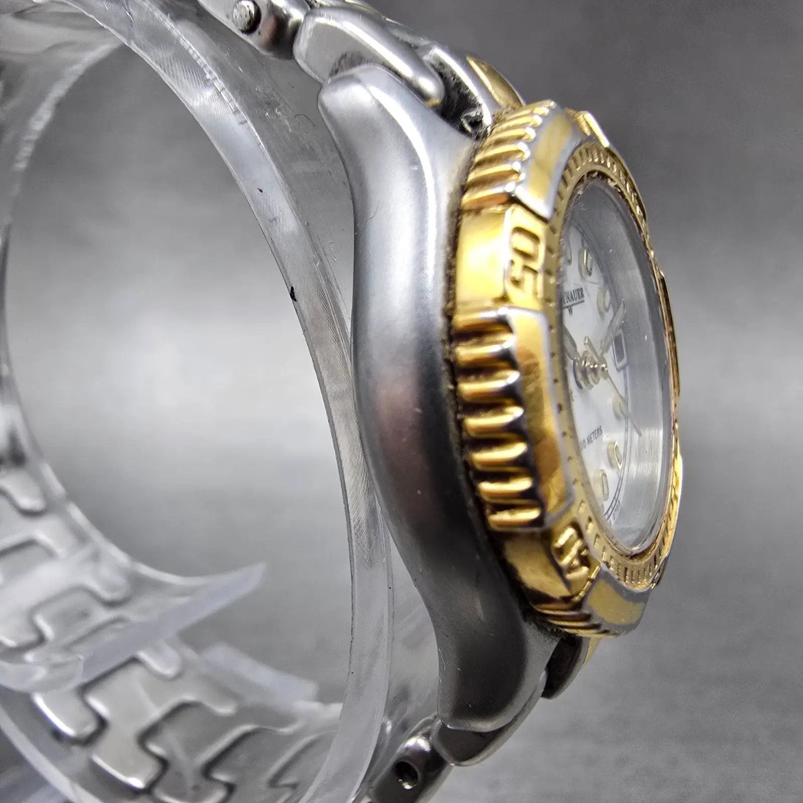 Wittnauer Dive Watch Women 24mm White Dial Two Tone Round SS25970703 New Battery3