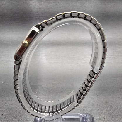Seiko Tank Watch Women 15mm Silver Dial Two Tone Rectangle 1N00-5A99 New Battery6