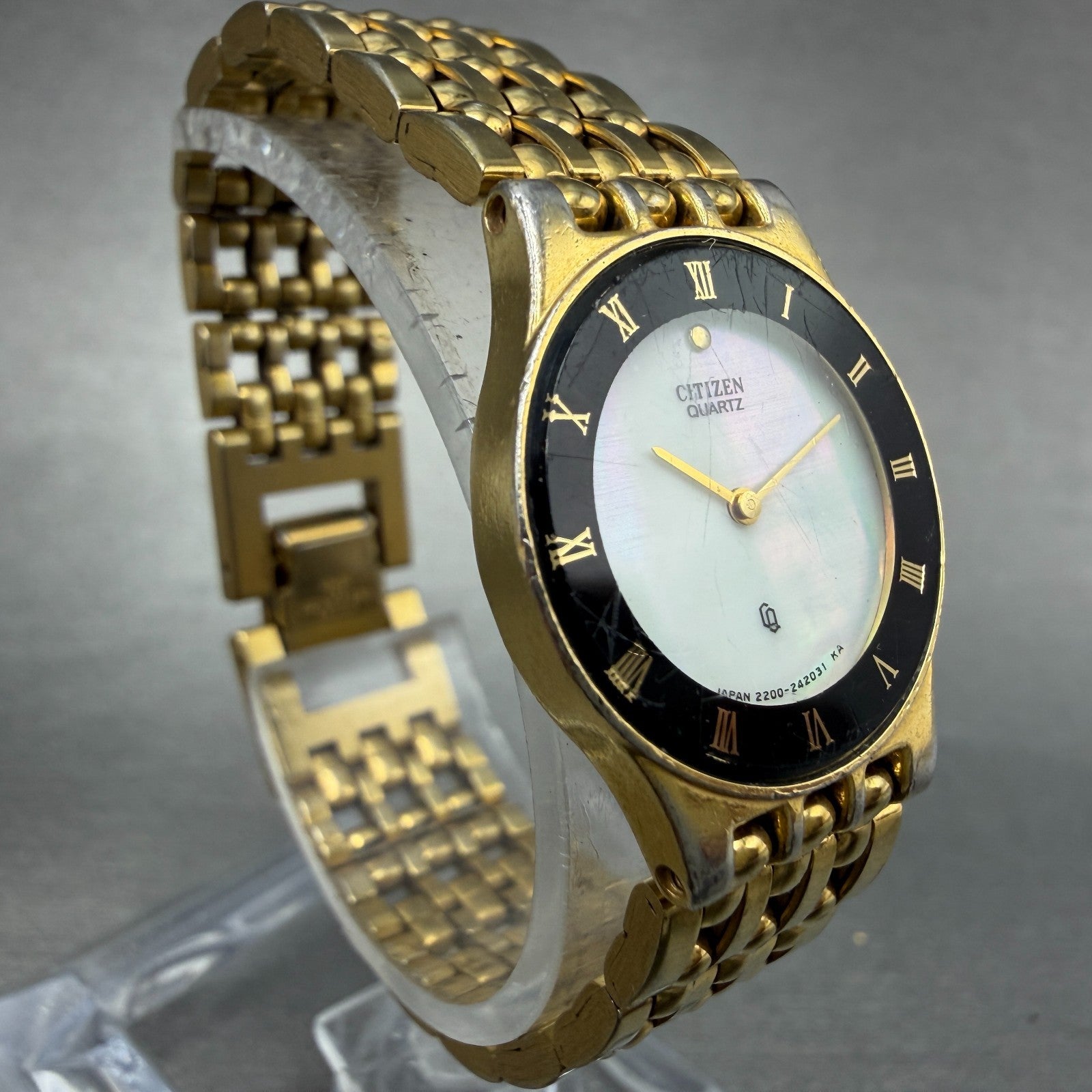 Citizen CQ Watch Women 21mm Mop Dial Gold Tone Round 2200-229207 New Battery3