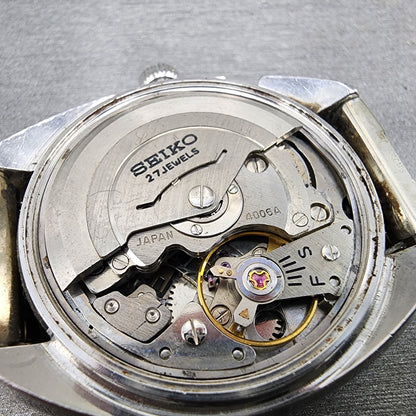 Seiko BellMatic Watch Men 38mm Silver Dial Silver Tone Daydate Alarm PARTS13