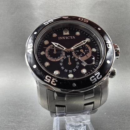 Invicta Pro Diver Chronograph Watch Men 48mm Black Dial Steel Date 0069 New Batt5