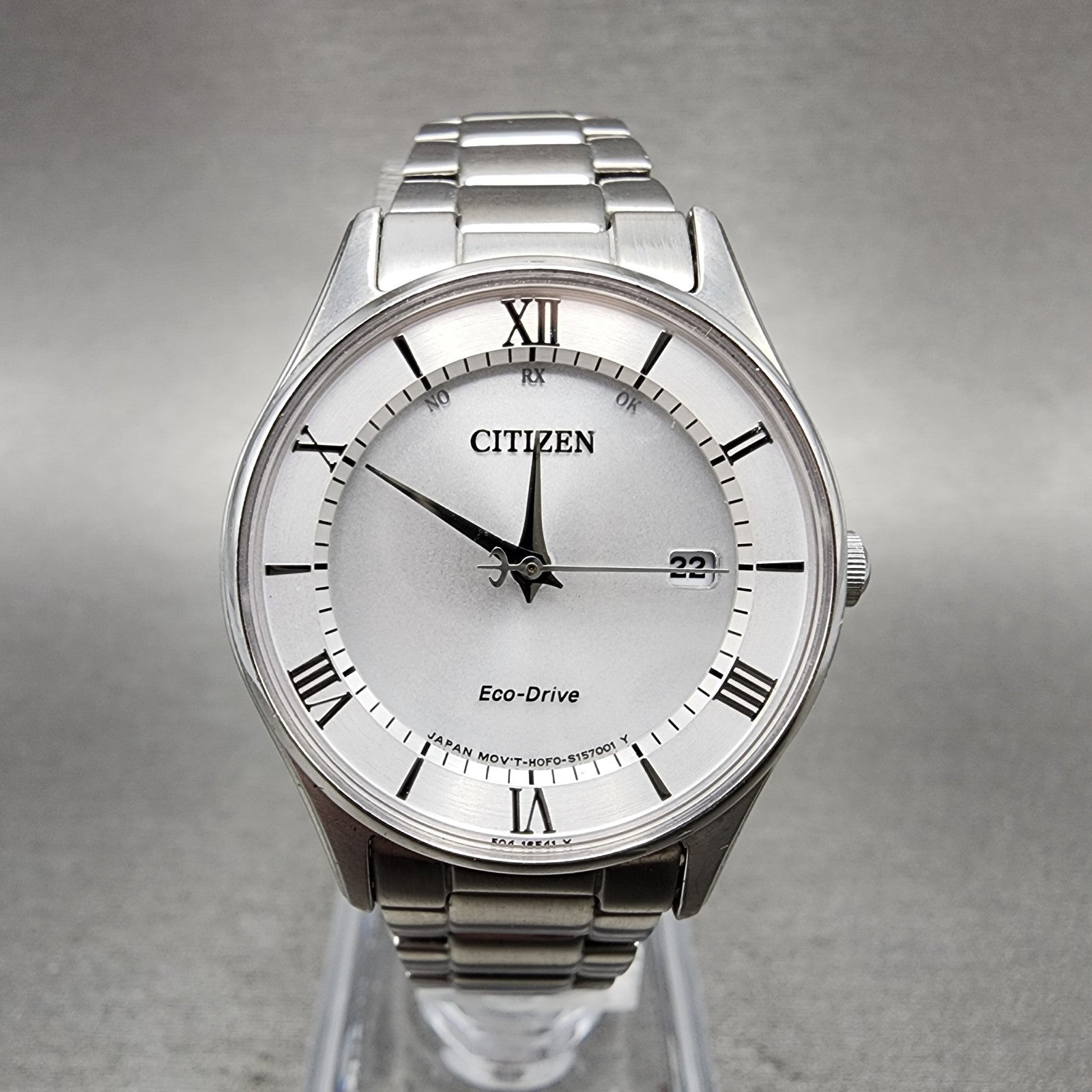 Citizen EcoDrive Watch Women 28mm White Dial Silver Tone Date Round Runs0