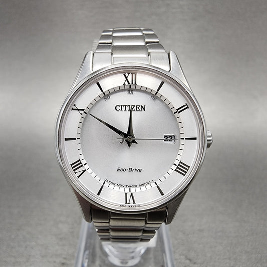 Citizen EcoDrive Watch Women 28mm White Dial Silver Tone Date Round Runs0