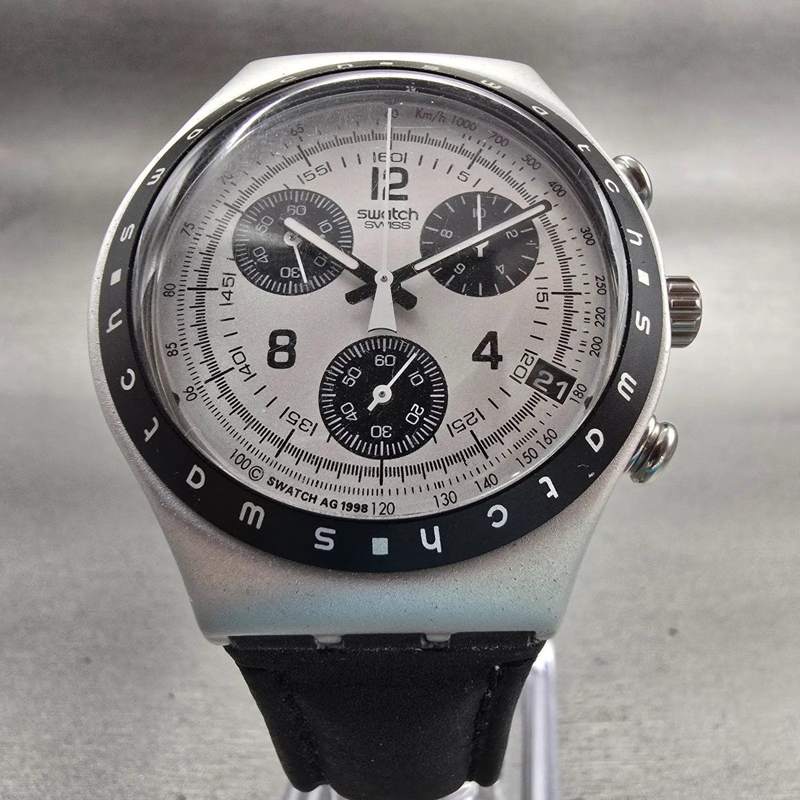 Swatch Irony Chrono Adrenaline Watch Men 40mm White Dial Date YCS4001 New Batt5