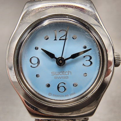 Swatch Indian Treasure Watch Women 25mm Blue Dial Steel Round YSS204 New Batt