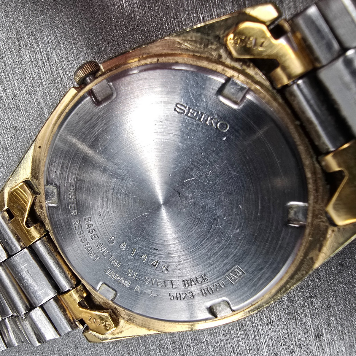 Seiko President Watch Men 35mm Gold Dial Gold Tone Daydate 5H23-8020 New Battery10