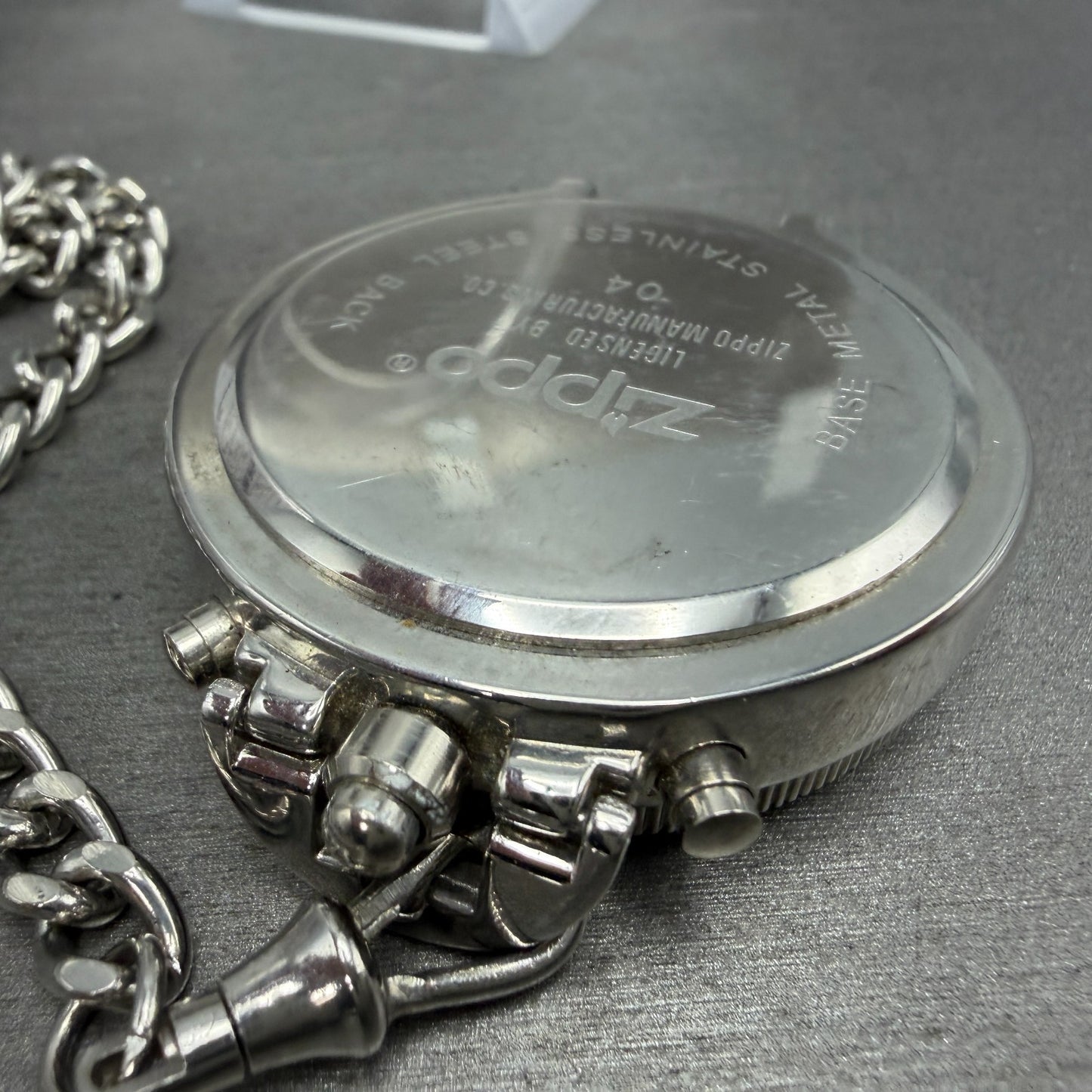 Zippo Pocket Watch Men 49mm Silver Dial Steel Chronograph Round New Battery15