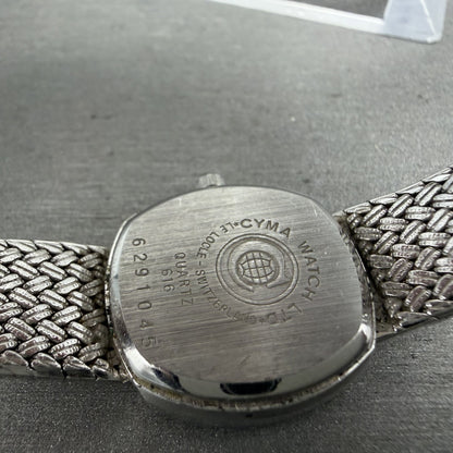 Cyma Watch Women 22mm Silver Dial Silver Tone Rectangle 616 Mesh New Battery9
