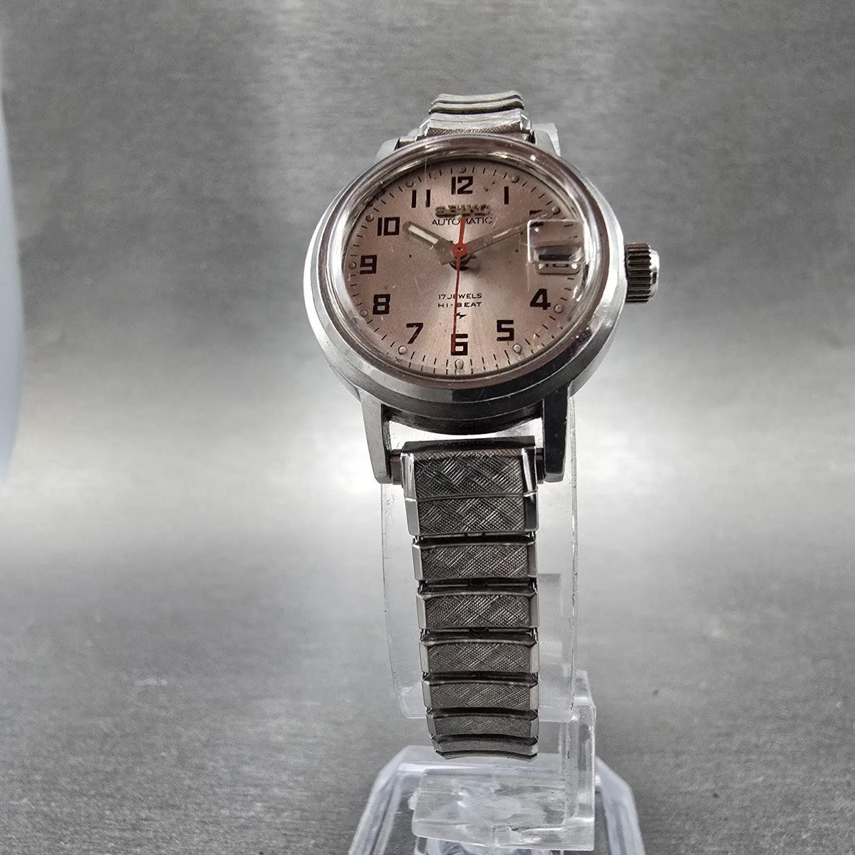 Seiko Automatic Watch Women 24mm Silver Dial Silver Tone Date 2205-0599 PARTS JP6