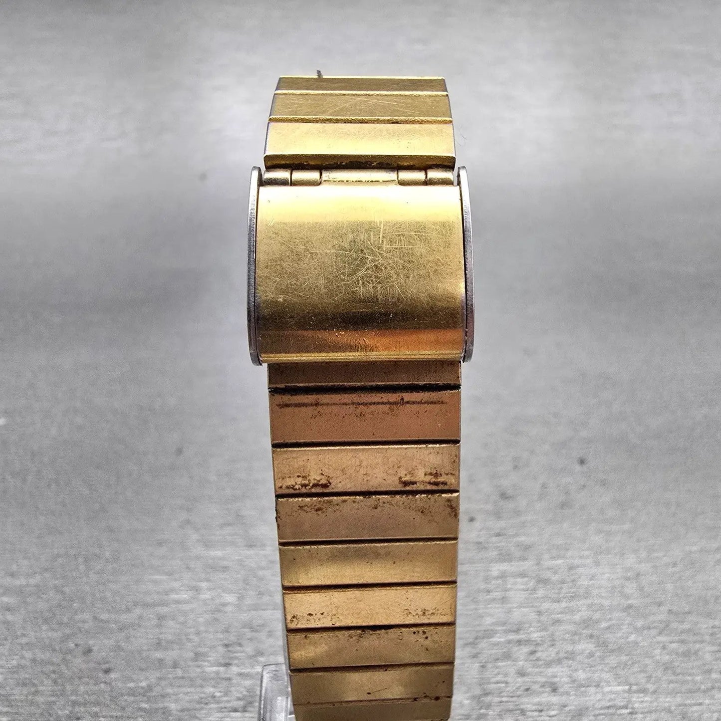 Seiko Tank Watch Men 26mm Gold Dial Gold Tone Rectangle 6530-5790 New Battery7