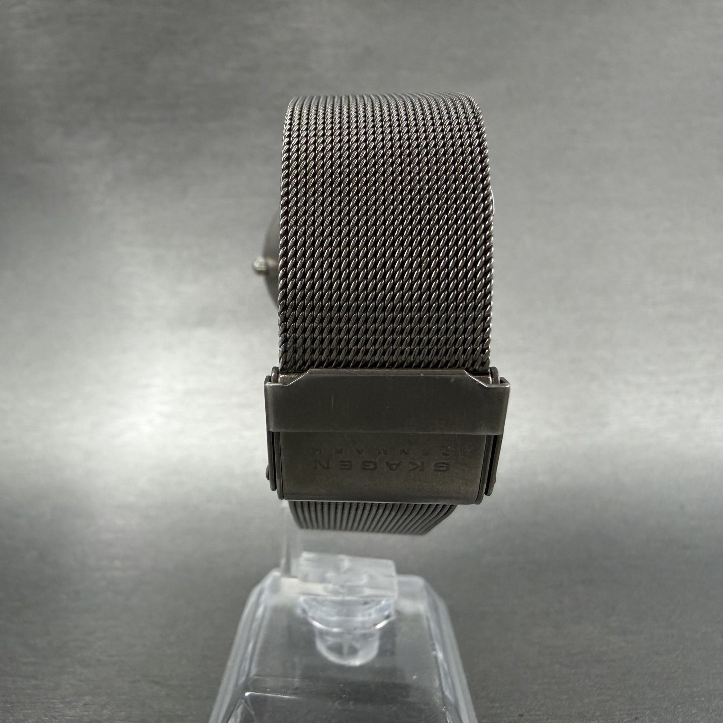 Skagen Watch Men 34mm Gray Dial Titanium Round Mesh Band 233LTTM New Battery7