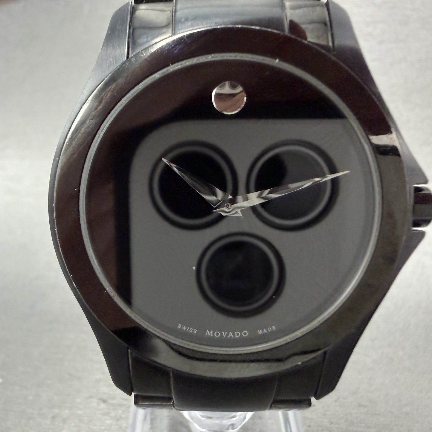 Movado Museum Watch Men 38mm Black Dial Black Tone Round 84 G2 1855 New Battery1