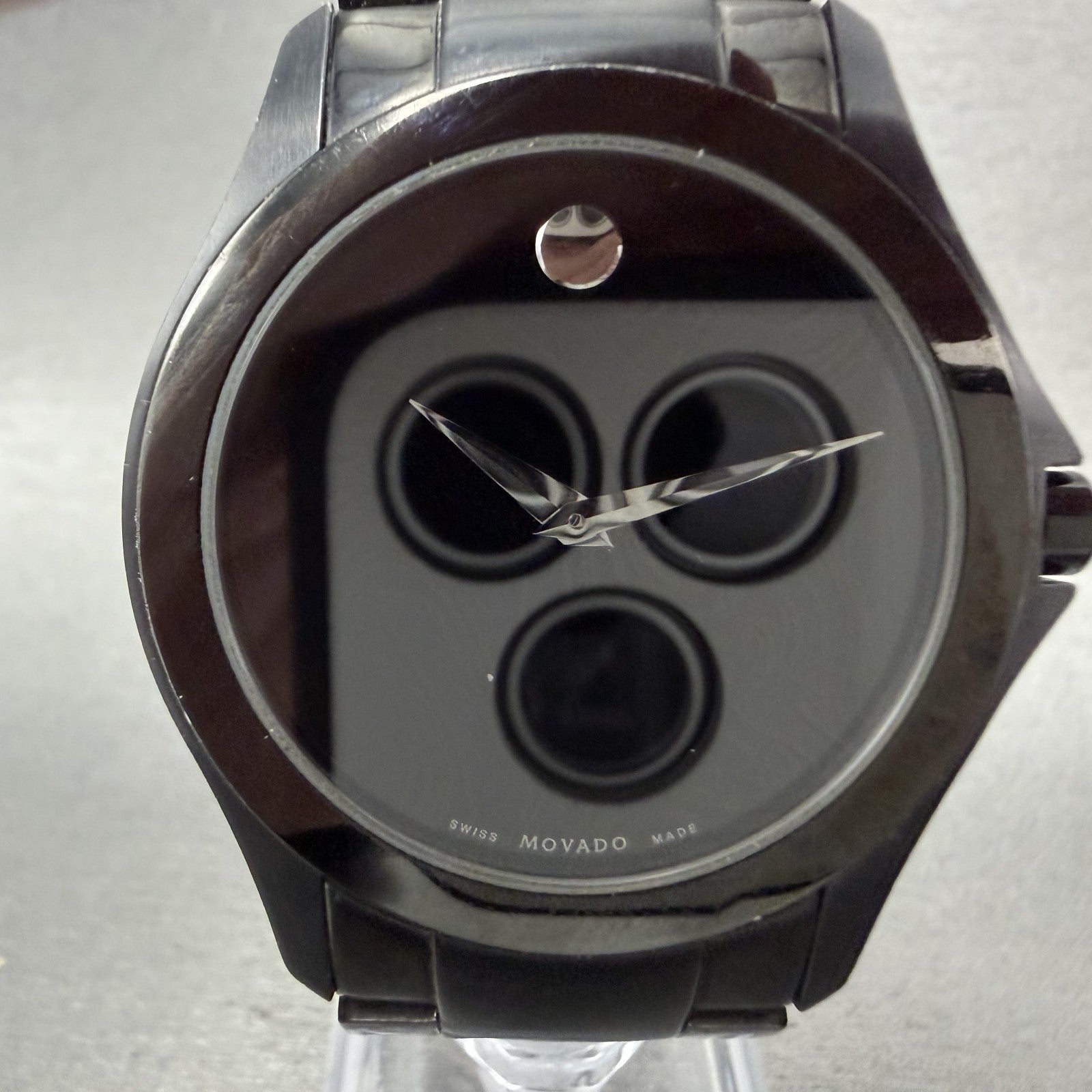 Movado Museum Watch Men 38mm Black Dial Black Tone Round 84 G2 1855 New Battery1