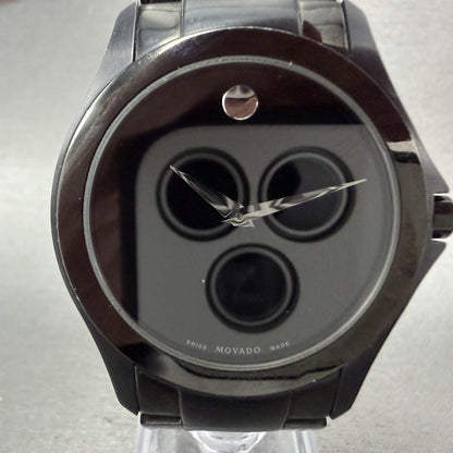 Movado Museum Watch Men 38mm Black Dial Black Tone Round 84 G2 1855 New Battery1