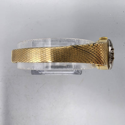 VTG Bulova Accutron Watch Women Gold Tone Gold Dial Diamond Bezel New Battery