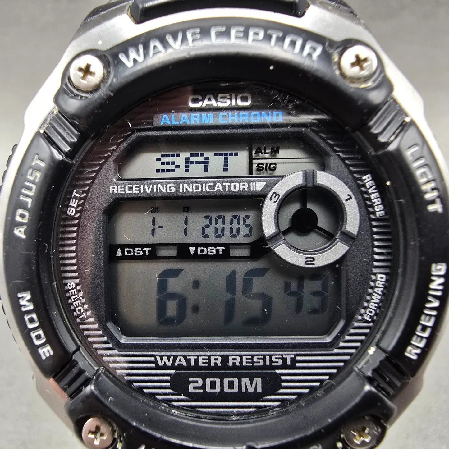 Casio Waveceptor WV-200A Watch Men 48mm Digital Black Silver Alarm Chrono NewBat1
