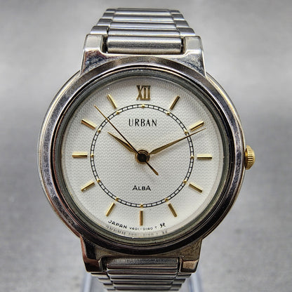 Seiko Alba Urban Watch Women 25mm White Dial Silver Tone Round NewBatt V401-0050