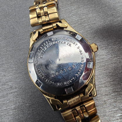 Citizen CQ Watch Women 25mm MOP Dial Gold Tone Daydate 1002-R15101 New Battery 810