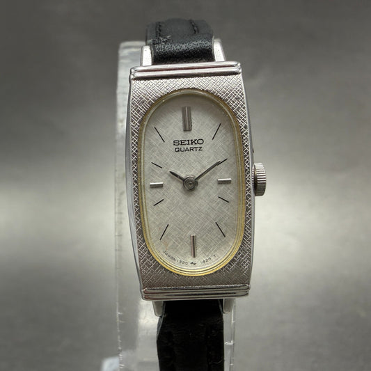 Seiko Tank Watch Women 13mm Silver Dial Silver Tone 1320-6069 New Battery VTG0