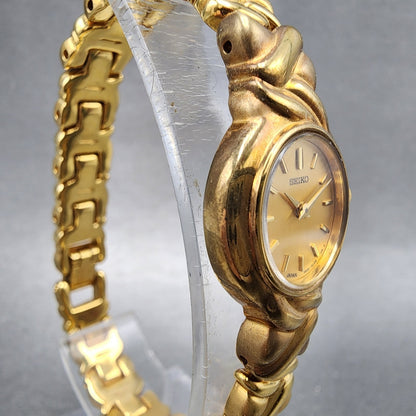 Seiko Watch Women 19mm Chamapgne Dial Gold Tone Round 1n001h40 New Battery3