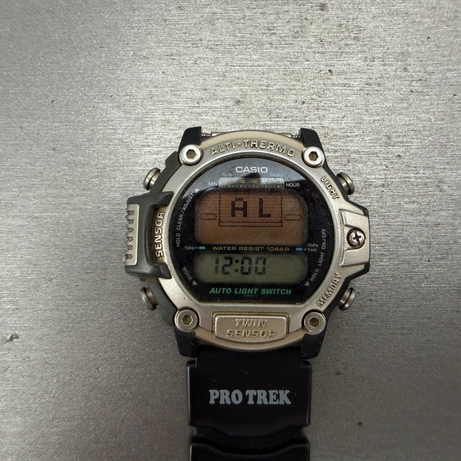 Casio Pro Trek PRT-30 Watch Men 47mm Digital Silver Alti Thermo READ!!! New Batt0