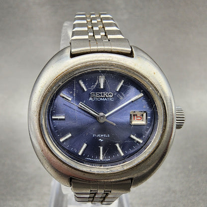 VTG Seiko Automatic Watch Women 27mm Blue Dial Steel Daydate 22057000 PARTS2
