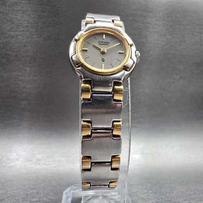 Citizen CQ Watch Women 21mm Gray Dial Two Tone Round 3220-S05154 New Battery 675