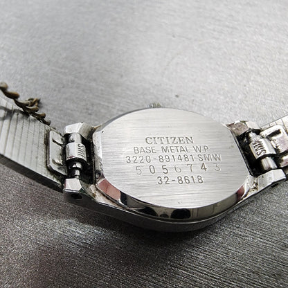 Citizen CQ Watch Women 16mm Silver Dial Silver Tone Square 3220891481  New Batt9