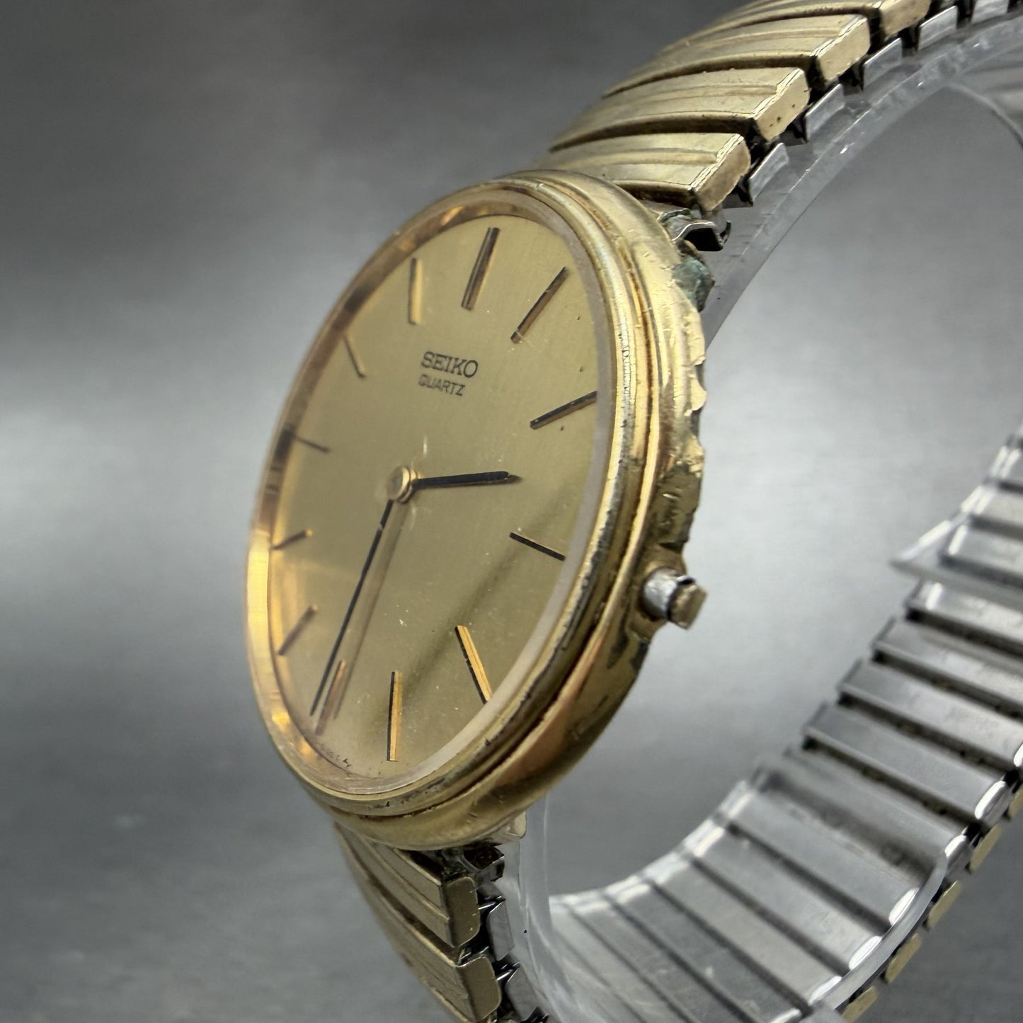 Seiko Watch Men 34mm Gold Dial Gold Tone Round 2620-0040 PARTS Vintage3