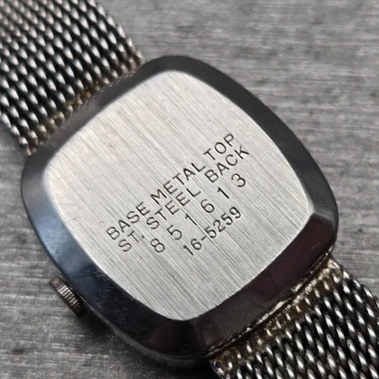 Seiko Watch Women 20mm Silver Dial Silver Tone Rectangle 16-5259 New Battery VTG10