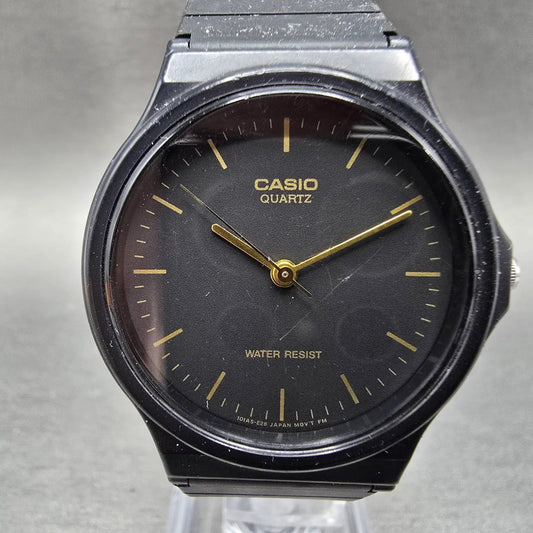 Casio Watch Men 33mm Black Dial Black Tone Round MQ-24 New Battery Gold JP0