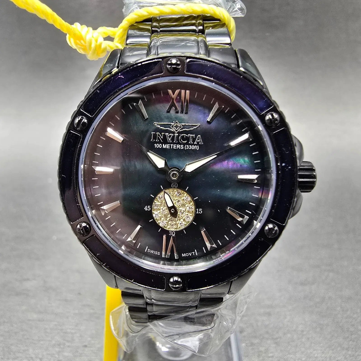 Invicta Watch Women 26mm MOP Dial Black Tone 5099 Round Bracelet New Battery0