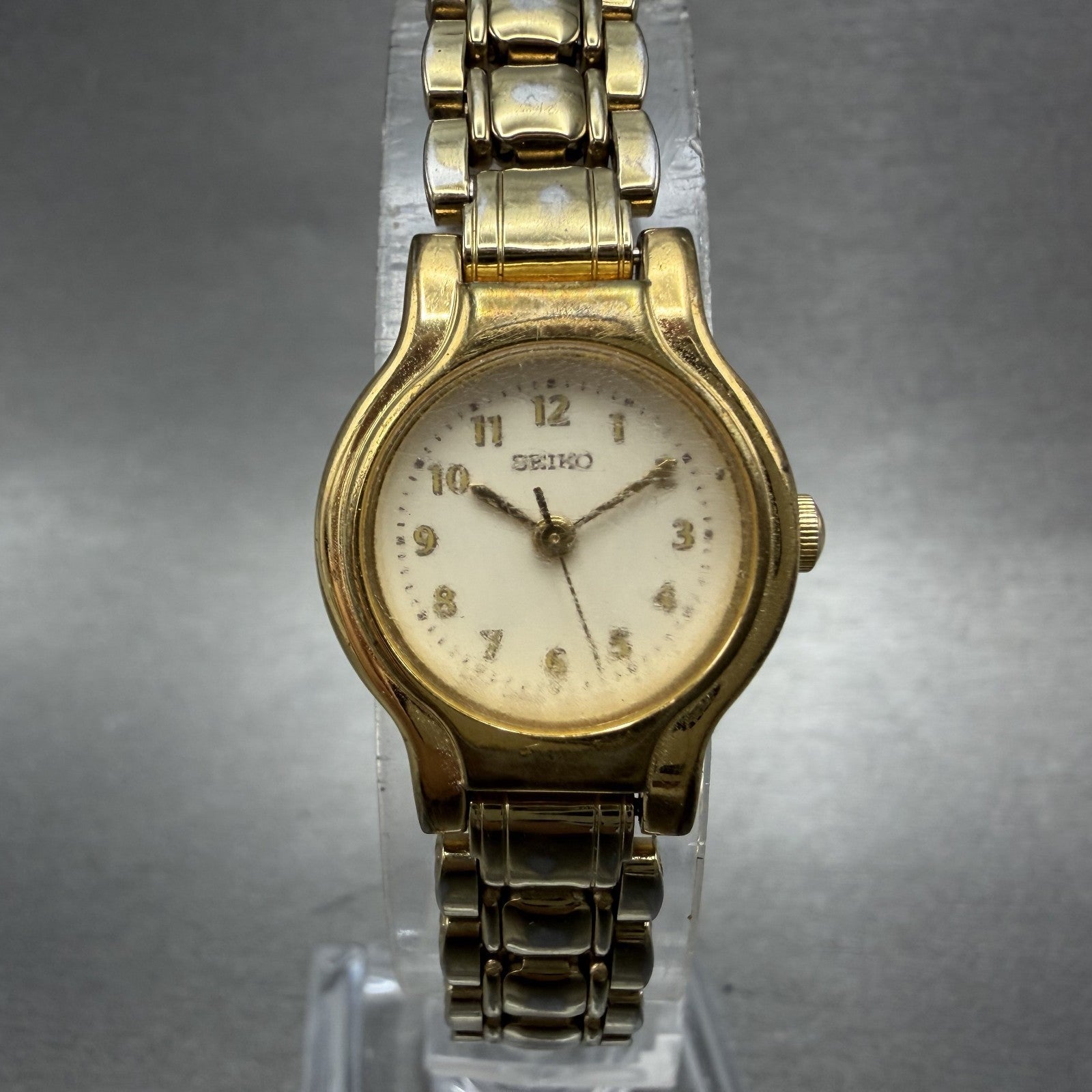 Seiko Watch Women 19mm Cream Dial Gold Tone Round 1N010K30 New Battery0