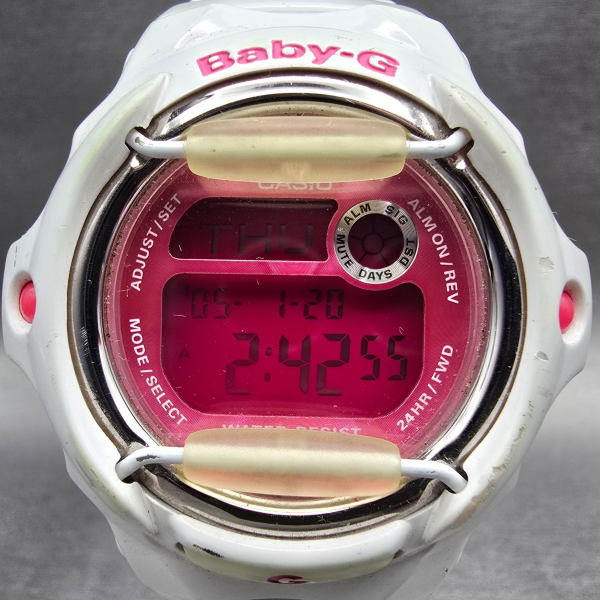 Casio Baby-G BG-169R Watch Women 43mm Pink Dial White Chrono Alarm New Battery P1
