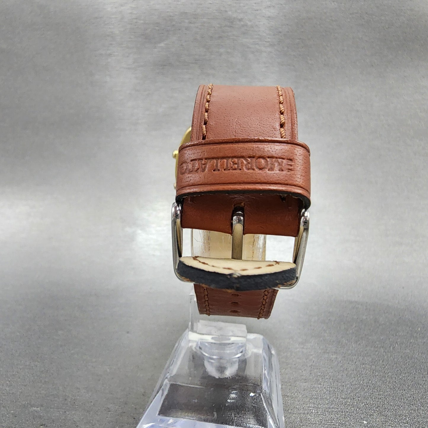 Fossil Red LED Watch Men 43mm Black Dal Gold Tone Cushion JR-7776 New Battery