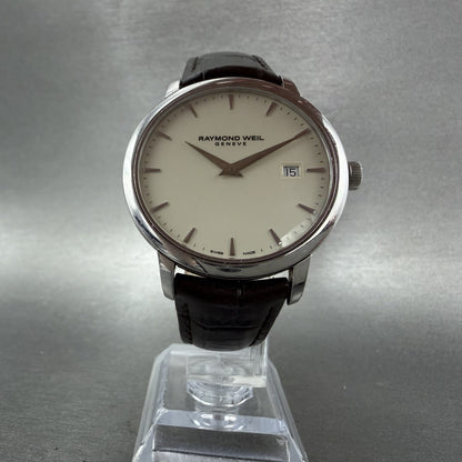 Raymond Weil Toccata Watch Men 39mm Cream Dial Steel Date Round 5488 New battery6