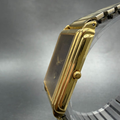 Gruen Tank Watch Men 26mm Black Dial Gold Tone Rectangle 227-V253 New battery2