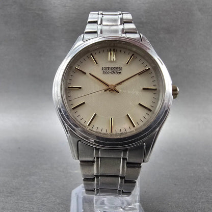 Citizen Eco-Drive Watch Men 35mm Cream Dial Silver Tone Round E031-S048419 Runs5