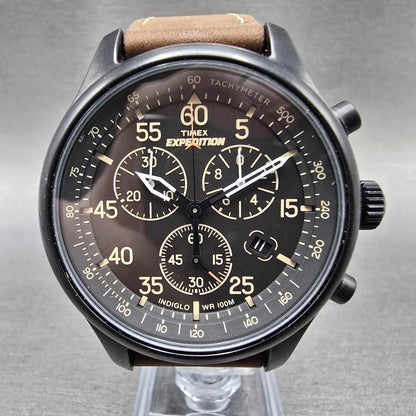 Timex Expedition Field Chronograph Watch Men 43mm Black Dial Black Tone New BatH0