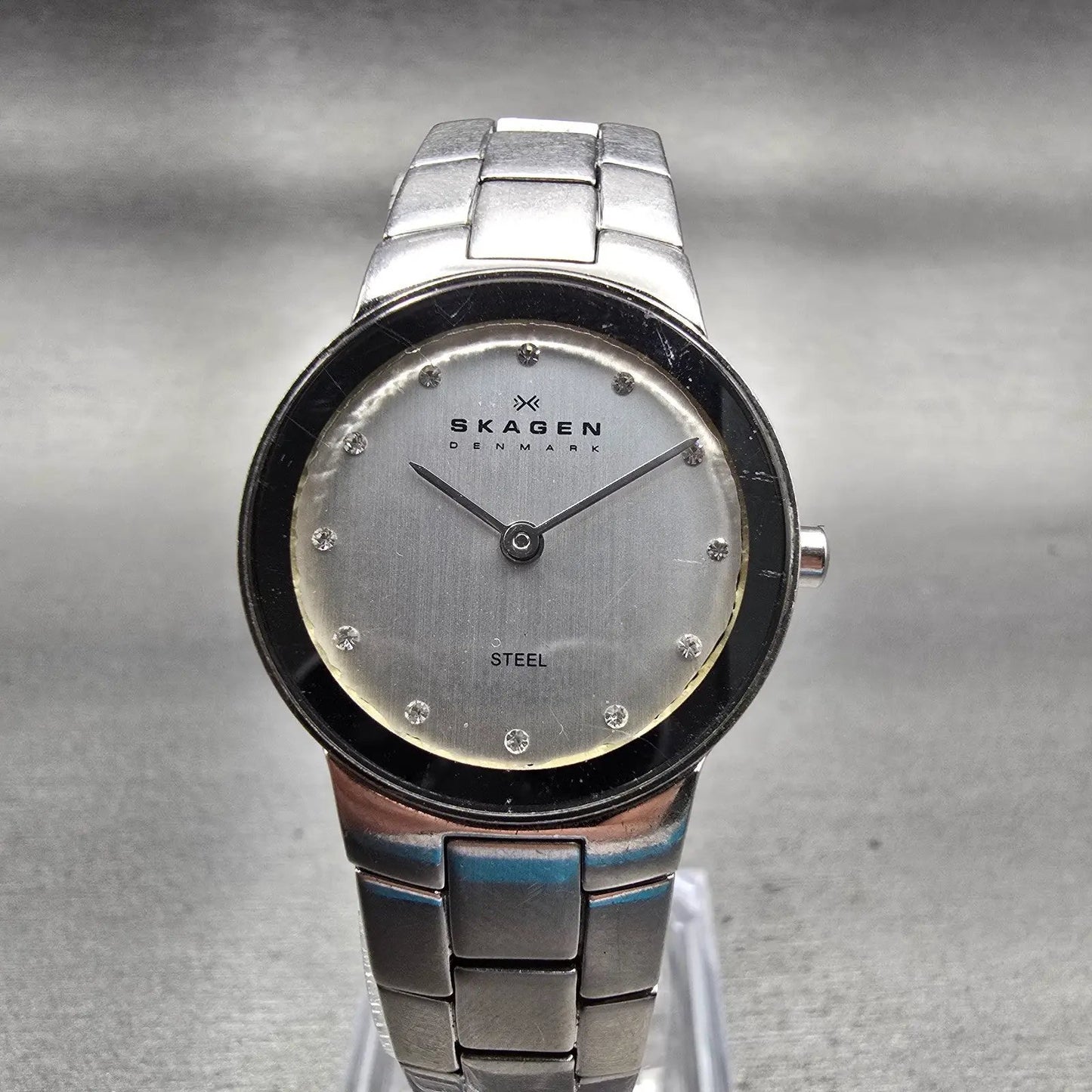 Skagen Watch Women 25mm Silver Dial Silver Tone Round 430SSXD New Battery 5.5"0