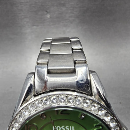 Fossil Watch Women 38mm Green Dial Silver Tone Daydate ES32725 New Battery4
