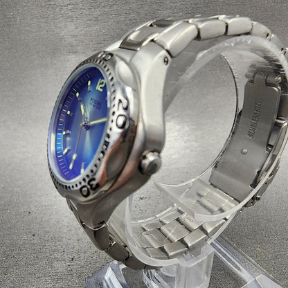 Fossil Blue Dive Watch Women 29mm Blue Dial Silver Tone Date AM3457 New Battery2