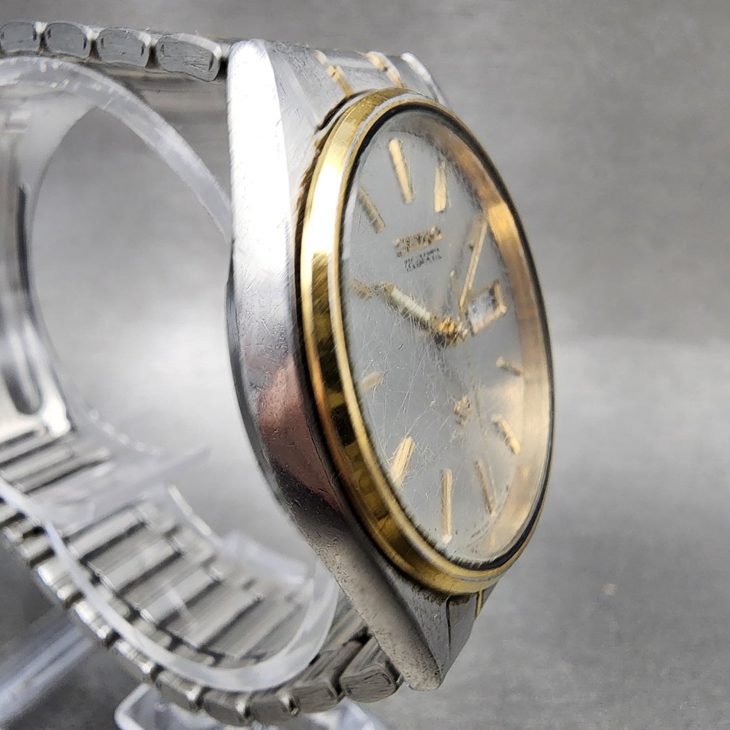 Seiko SQ Watch Men 34mm Silver Dial Two Tone Daydate 5H238a09 New Battery3