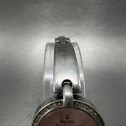 Bulova Watch Women 23mm Pink Dial Silver Tone Round 96L162 New Battery4